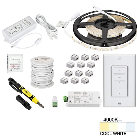 Task Lighting 16 Ft., 120 Lumens/Ft. 12V, Accent Output Uno Wireless Controller, Sgl-Wht, Cool Wht 4000K L-RK1Z1A-16-40